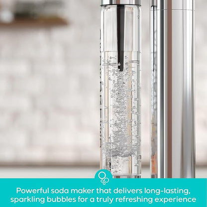 CASABREWS EDGE Sparkling Water Maker, Stainless Steel Soda Streaming Machine Compatible with 60L CO2 Carbonator (NOT Included), Soda Maker with PET Bottle for Carbonate Water, Wine or Juice