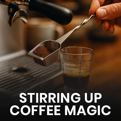 Rattleware Stainless Steel Spoon Twist - Espresso Spoon with Graduated Measure and Scraper Front - Perfect for Precision Coffee Making