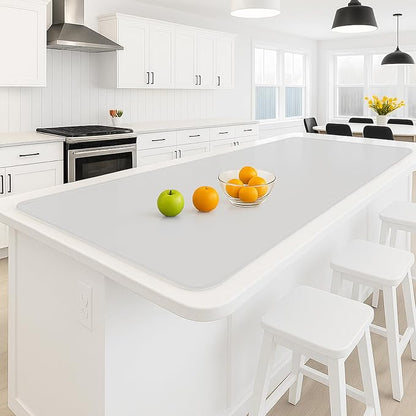 Silicone Baking Mat 35.4"x23.6" Food Grade Silicone Mats for Kitchen Counter Large Countertop Protector Mat with Edge Heightening Non-Slip Heat Resistant Mats for Countertop Easy Clean Transparent