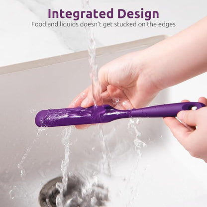 U-Taste Skinny Silicone Jar Spatula: 600ºF Heat-Resistant Food-Grade 10in Long Narrow Sourdough Stirring Stick, Seamless Flexible Peanut Butter Spreader for Scraping Icing Bread Cream, Jam (Purple)