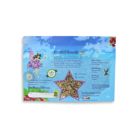 Bellasia Tea Strawberry Lemonade for Kids Using Real Fruit Pieces - Caffeine Free Herbal Tea with Real Ingredients & Balanced Flavor- Add Loose Leaf Tea to Your Child’s Routine for A Fun & Tasty Drink. 20-25 Cups