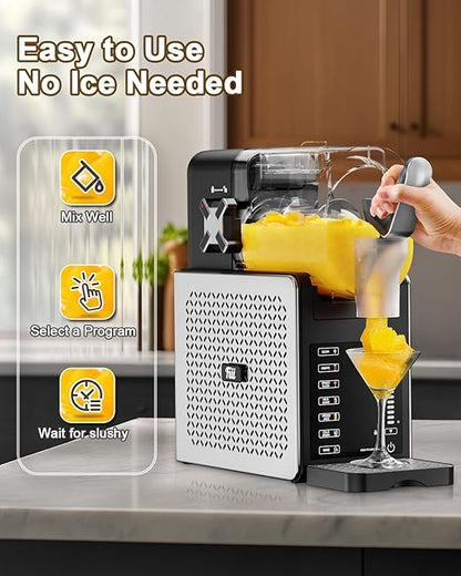 Fiii Slushie Machine 92 oz, Slushy Machine for Home, 6 Preset Programs, Quiet Operation, LED Display, Auto-Clean, No Ice Needed, Perfect for Milkshakes, Margarita Smoothie, Frappes and More