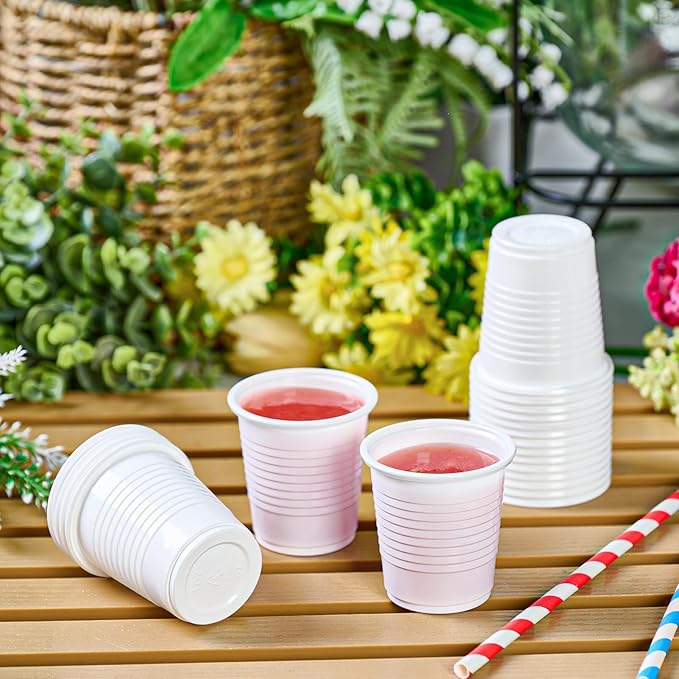 Lilymicky 2000 PACK 3 oz White Plastic Cups, 3 Ounce Disposable Plastic Bathroom Cups for Tasting, Drinking