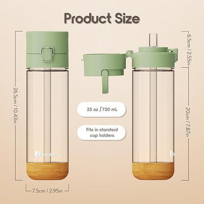BobaMate® 25 oz Reusable Boba Cup & Tumbler with Lid, Straw, & Handle – Iced Coffee, Smoothie, Iced Matcha Cup – Spill-Proof, Shatter-Resistant, BPA-Free – Honeydew