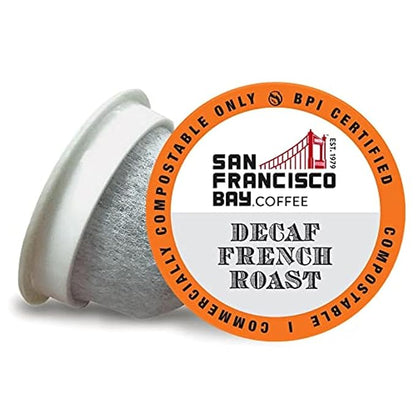 San Francisco Bay Compostable Coffee Pods - DECAF French Roast (36 Ct) K Cup Compatible including Keurig 2.0, Dark Roast, Swiss Water Processed