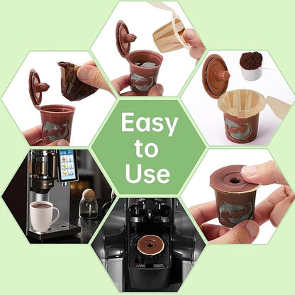 Aussen Disposable Coffee Paper Filters Replacement Kerig Filter Fit All Keurig Single Serve Filter Brands Compatible with Reusable Single Serve Pods Keurig Coffee Maker (Natural with Lid, 300pcs)