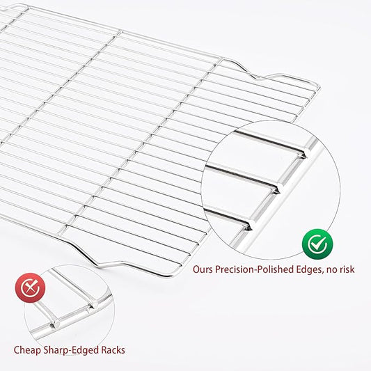 Cooling rack,2-Pack Heavy-Duty Stainless Steel wire rack for cooking (16.5"x11.5") - Oven Baking Wire Rack for Sheet Pans, Bread, Dishwasher Safe & Non-Toxic Metal Grates