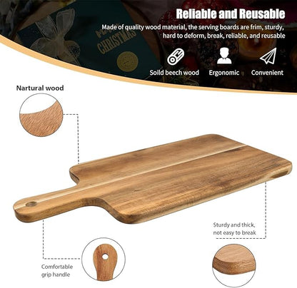 10 Pcs Acacia Wood Cutting Board with Handle,Wooden Chopping Boards Kitchen Cutting Board for Meat Bread Fruit Cheese Serving Board Charcuterie Boards Chopping Blocks,7.8x15.7in