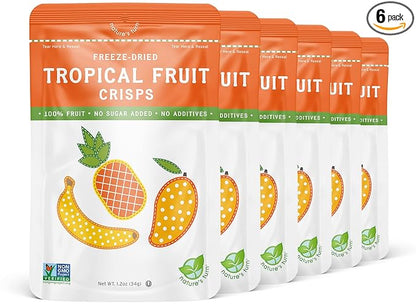 Nature's Turn Freeze-Dried Fruit Snacks, Tropical Crisps, Pack of 6 (1.2 oz Each)