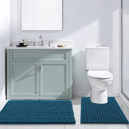 Arotive Luxury Chenille Bathroom Rug Mat, Extra Soft Thick Absorbent Shaggy Bath Rugs, Non-Slip Machine Wash Dry, Plush Bath Mats for Bathroom, Shower and Tub, 47x24, Peacock Blue