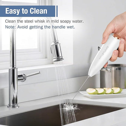 SIMPLETASTE Milk Frother Handheld Battery Operated Electric Foam Maker, Drink Mixer with Stainless Steel Whisk and Stand for Cappuccino, Bulletproof Coffee, Latte