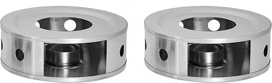 NewlineNY Stainless Steel Coffee Tea Warmers, Dual 6 Inches Circular Herb Tea Light Food Warmer Set (Candle not Included)