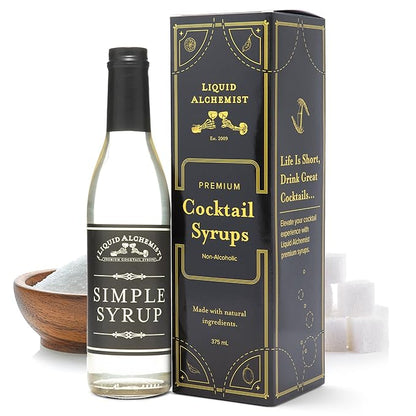 Liquid Alchemist Simple Syrup for Cocktails - Real Ingredients Make our Simple Sugar Syrup the Perfect Old Fashioned Mix - Our Drink Mix is Non-GMO Gluten Free & Vegan (12 oz)