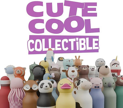 asobu Bestie Bottle Insulated Stainless Steel Water Bottle with Detachable Soft Animal Head Fun Drinking For Kids and Teens with Flexible Reusable Straw 16 Ounce