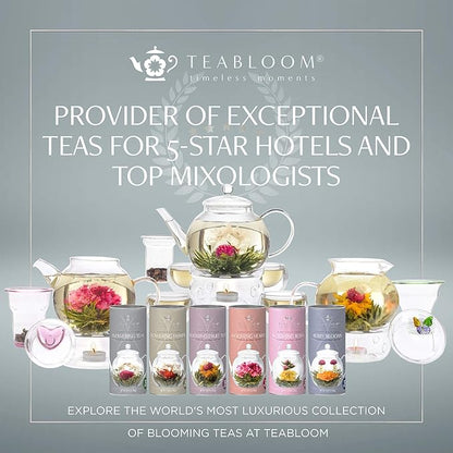 Teabloom Blossoms Glass Teapot – Stovetop and Microwave Safe Borosilicate Glass Teapot with Removable Loose Tea Glass Infuser (32 Oz) - Tea Purist's Choice