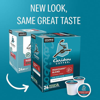 Caribou Coffee Mahogany Keurig Single-Serve K-Cup Pods, Dark Roast Coffee, 96 Count (Pack of 4)