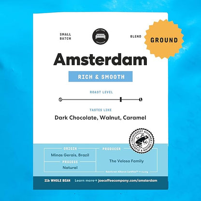 Joe Coffee Company, Amsterdam, Medium Roast, Ground Coffee, 2 lb Bag, Small-Batch Specialty NYC Roaster