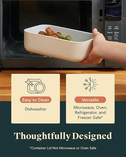Caraway Glass Food Storage - 6.6 Cup Glass Container - Ceramic Coated Food Container - Non Toxic, Non Stick - Dishwasher, Oven, & Microwave Safe – Gray