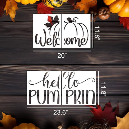 Fall Stencils for Door Mats Reusable Fall Doormat Stencils Hello Pumpkin Stencil for Doormats Wood Sign Decor