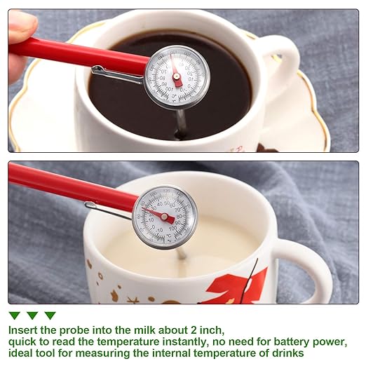Frienda 3 Pcs Instant Read 1 Inch Dial Thermometer Pocket Food Thermometer with 3 Pcs Calibration Sleeves for Coffee Drinks Chocolate Milk Foam