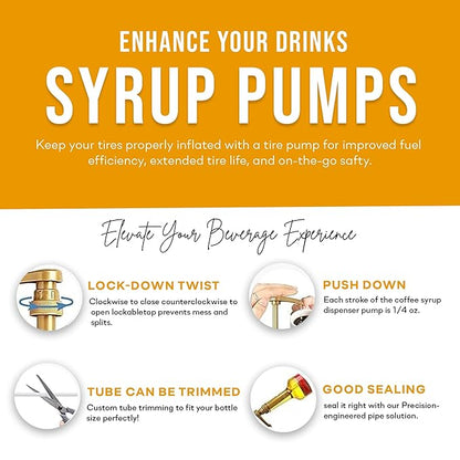 Jimoco® Syrup Pump Dispenser + Torani® Salted Honey Butter Syrup, 25.4 oz - Coffee Syrup Pump & Flavoring Bundle