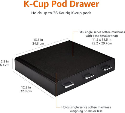 Amazon Basics Coffee Pod Storage Organizer Drawer for K-Cup Pods, 36 Pod Capacity, Black