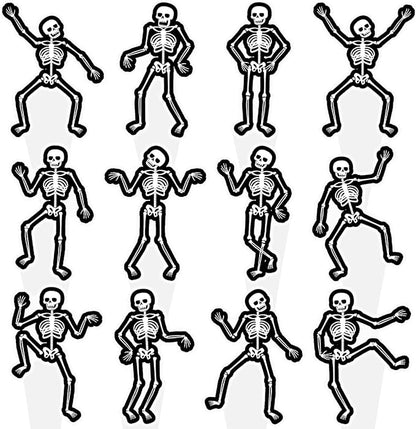 Dancing Skeleton Halloween Cupcake Toppers 48PCS Black Skull Party Cake Decorations Skeleton Cupcake Picks Halloween Birthday Party Decorations for Horror Theme Party Baby Shower Supplies