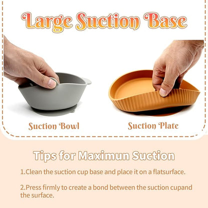 Silicone Baby Feeding Set 21 Pcs, Led Weaning Supplies, Baby Feeding EatincSupplies Set BPA Free, Essentialsfor Newborn Gift Walnut Color, Beige, Smoky Gray