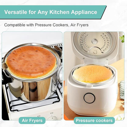 10-inch Stainless Steel Springform Pan with Silicone Protector, Removable Bottom, Parchment Paper, Decorating Kit Piping Bags and Tips- Great for Birthday Parties