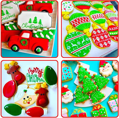 Christmas Ornament Cookie Cutters 8Pcs, Large Cookie Cutters Sturdy Stainless Steel Fondant Dough Cutters for Baking Christmas Decoration