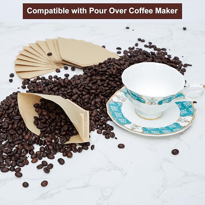 Coffee Filters 4 Cone Paper, 200 Count Unbleached-Disposable Pour Over Coffee Filter for Drip Coffee Maker, Coffee Paper Filters 8-12 Cup, Cone Coffee Filters 04