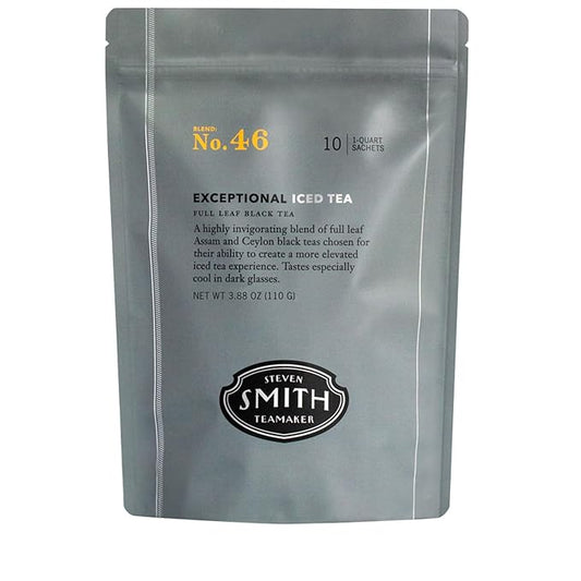 Steven Smith Teamaker Exceptional Iced Tea No. 46, Refreshing, Caffeinated, Sustainably Grown, Full Leaf Black Iced Tea, 10 Count, 1 Quart Sachets