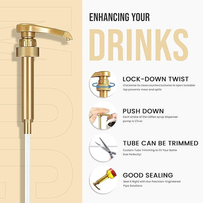 Jimoco® Syrup Pump Dispenser + Torani® Vanilla Syrup, 25.4 oz - Coffee Syrup Pump & Flavoring Bundle