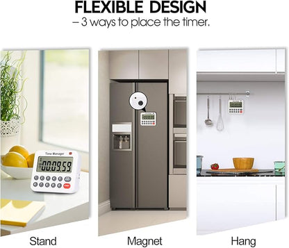 AIMILAR Digital Kitchen Timer - Magnetic Count Up Down Direct Entry Cooking Timer with Loud Alarm, Auto Shut-Off & Memory Function, 99 Hrs 99 Mins 99 Secs, 10 Key for Cooking, Exercise, Games