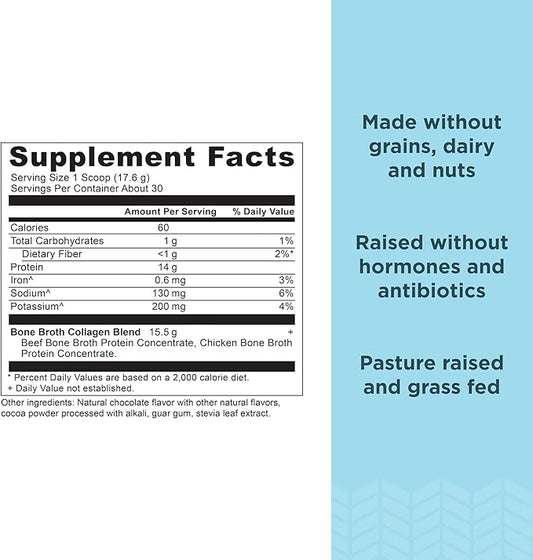 Ancient Nutrition Collagen Powder, Bone Broth Collagen, Chocolate, Hydrolyzed Multi Collagen Peptides, Supports Skin and Nails, Joint Supplement, 30 Servings, 18.6oz