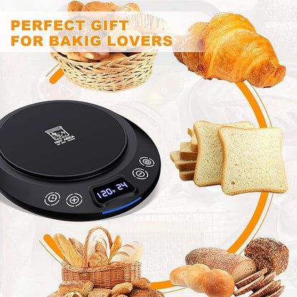 Sourdough Starter Warmer Set – Precise 1°F Thermostat (70-120°F), 24H Timer, Smart Memory Warming On/Off - Fits Jars Up to 40oz, Sourdough Kit for Home Baking (Black)