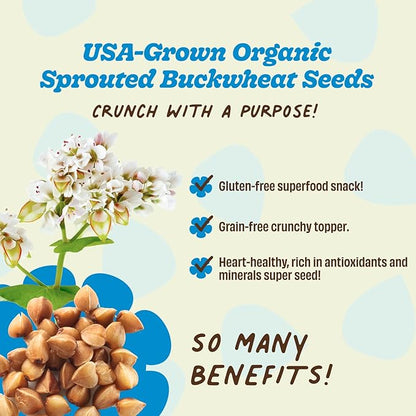 Lil Bucks Sprouted Regeneratively Grown Buckwheat Seeds– Paleo Cereal, Gluten-Free Granola, High in Protein, Low Sugar, Organic Superseed Crunch (ORIGINAL, 6 Pack)