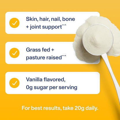 Vital Proteins Collagen Peptides Powder Vanilla - Supports Hair, Skin, Nails, Bones, Joints, Powder for Women
