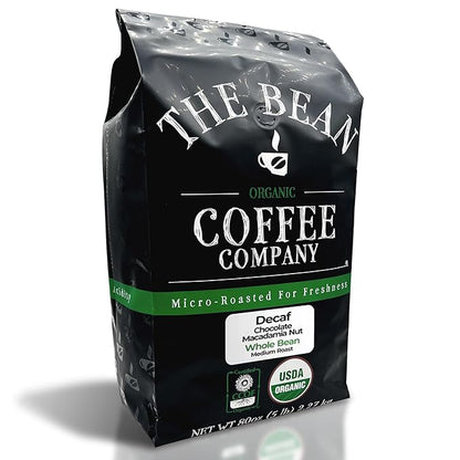 The Bean Organic Coffee Company Water Processed DECAF Chocolate Macadamia Nut, Medium Roast, Whole Bean Coffee, 5-Pound Bag