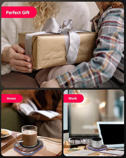 Mug Warmer,40W Coffee Mug Warmer for Desk with Temperature Display, 4 H Auto Shut Off, 3 Temp Settings & 1-12H Timer, Smart Electric Beverage Warmer for Coffee, Tea, Water, Milk and Coco(Wood Grain)