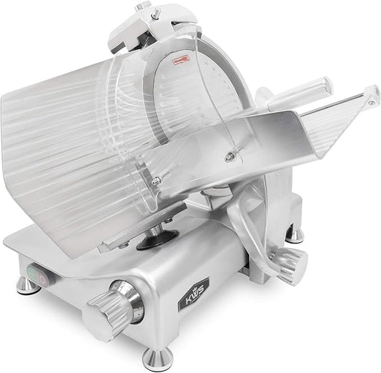 KWS MS-12ES Metal Collection Commercial 420W Electric Meat Slicer 12-Inch with 304 Stainless Steel Blade & Extended Back Space, Frozen Meat/Cheese/Food Slicer Low Noises [ ETL, NSF Certified ]
