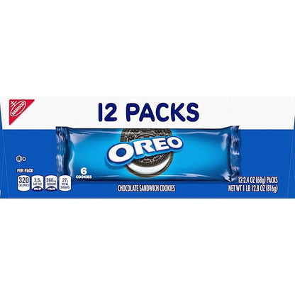 OREO Chocolate Sandwich Cookies, School Lunch Box Snacks, 2.4 Ounce (Pack of 12)