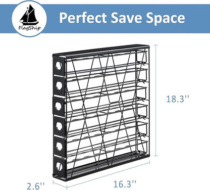 FlagShip 6-Tier Coffee Pod Holder for K Cup - 48 Capsule Max Capacity Metal Rack, Ultra-Efficient Corner Storage Space Saving Design