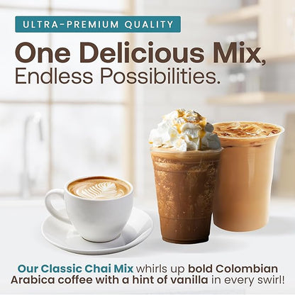 Dr. Smoothie Café Essentials Classic Latte – No Artificial Colors, Flavors, Sweeteners – Shelf Stable – 155mg of Caffeine per Serving – Great for Hot, Iced, & Frozen Frappes (3.5 lb Bag, 26 Servings)