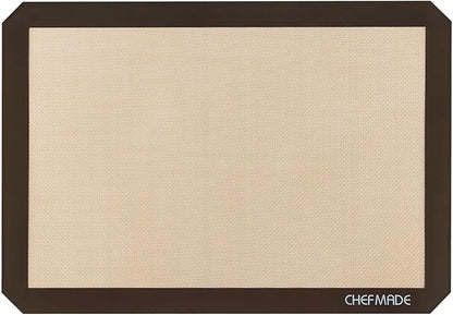 CHEFMADE 17-Inch Silicone Baking Mat with Measurements, Non-stick Heat Resistant Rolling Dough Mat, for Pastry,Pizza, Fondant and Pie Crust Making 11.7" x 16.7" (Brown)