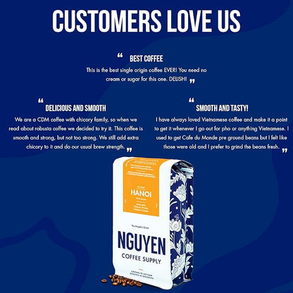 Nguyen Coffee Supply - Hanoi Robusta: Dark Roast Premium Whole Coffee Beans, Vietnamese Single Origin, Direct Trade, Low Acid with High Caffeine Content, Roasted in Brooklyn [5 lb Bag]