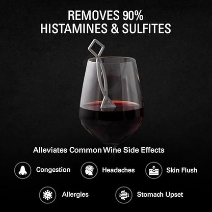 PureWine Wine Wands Purifier, 3 Filters Remover Histamines Sulfite - May Reduce and Alleviate Allergies & Sensitivities - Restores Taste, Perfect Wine Pour, Gifting, Holiday