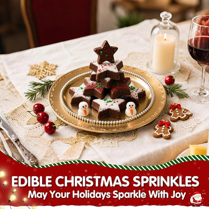 Christmas Sanding Sugar Sprinkles,150g/5.3oz,Edible Red Green and White Sprinkle for Cake Decorating,Colored Crystals Sprinkle Mix for Cookies,Ice Cream,Fondant Cake,Caramel Apples,Cupcakes Decoration Topper,Desserts,Wedding Birthday Christmas Thanksgi...
