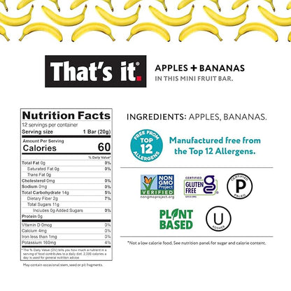 That's it. Mini Fruit Bars Gift Pouch (Variety 36 Count) No Sugar Added, Plant-Based, Vegan & Gluten Free, Paleo, Non GMO, Fiber (12 Banana, 12 Blueberry, 12 Mango)