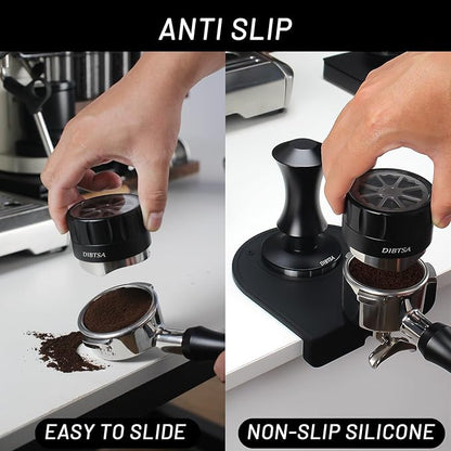 Espresso Tamping Mat, Silicone Coffee Tamper Mat with Corner Edge Tamp Support Station for Countertop, Barista Tools, Espresso Accessories, Small, Black